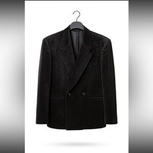 Zara Black Velvet two button double breasted sport coat jacket blazer large